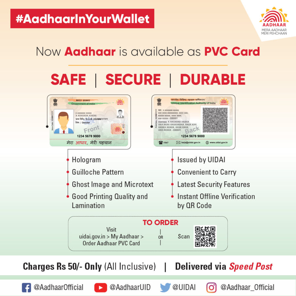 Aadhaar PVC Card Features