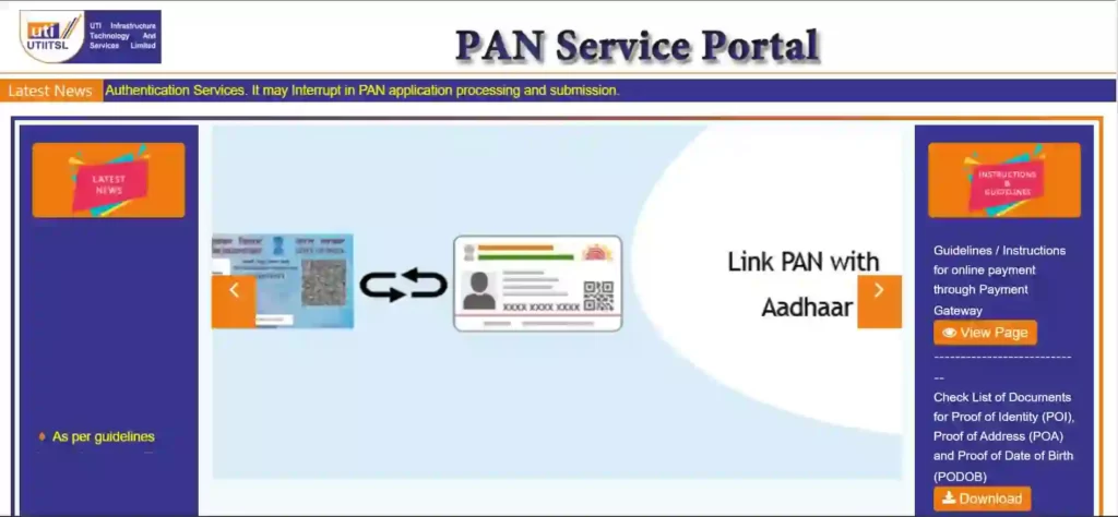 Check Aadhaar PAN Link Status at PAN UTI ITSL Portal 2023