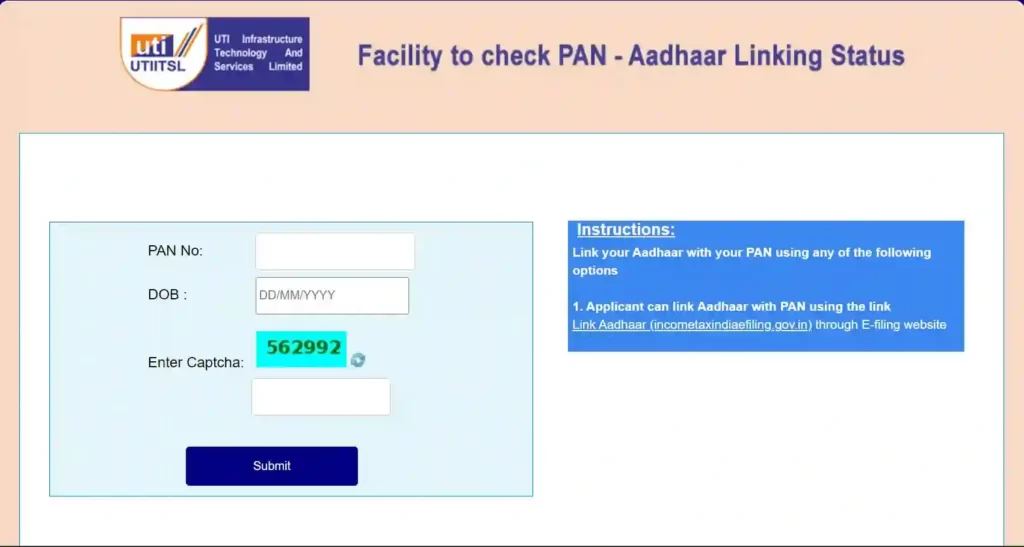 Check PAN Aadhar Link Status 2023