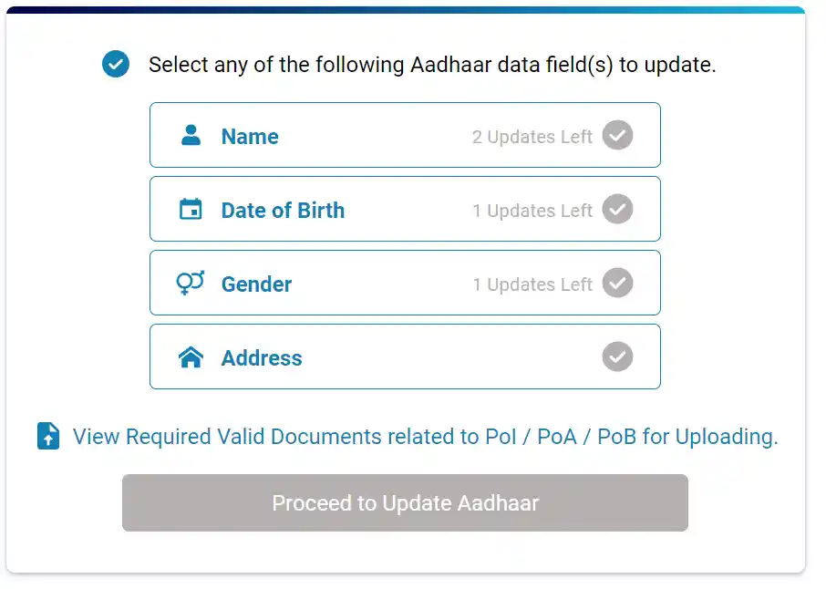 Option to Update Aadhar Card Online