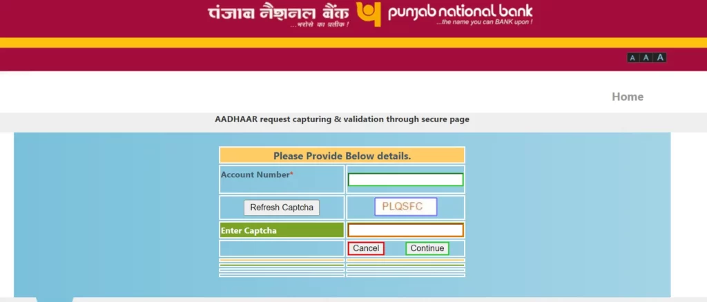 Process to Link Aadhar with PNB Account