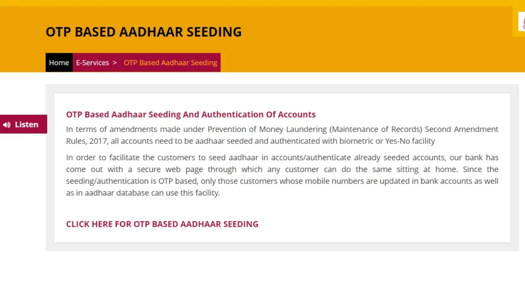 Step by step Process to Link PNB Ac with Aadhar