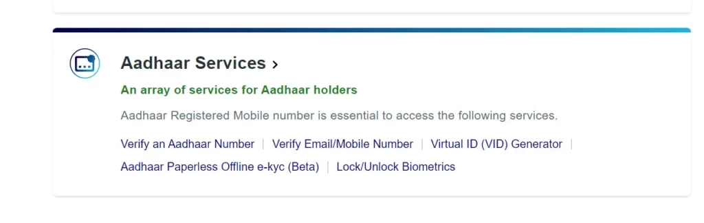 UIDAI Aadhaar Services