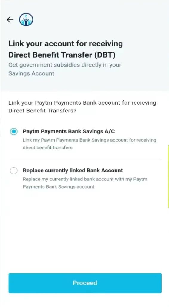 Link Bank account for DBT
