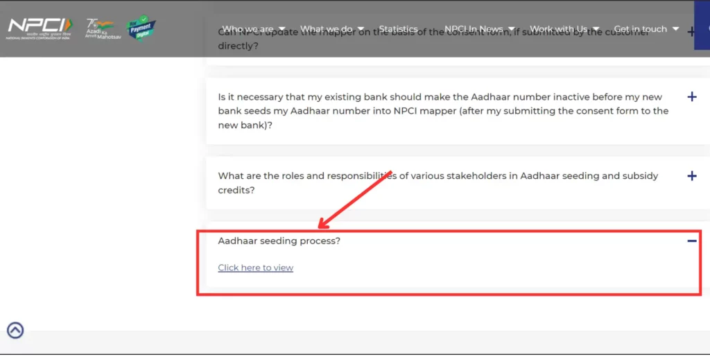Process to Link Aadhar with NPCI on NPCI Official