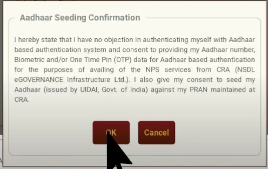 Confirm for Aadhaar Seeding with NPS