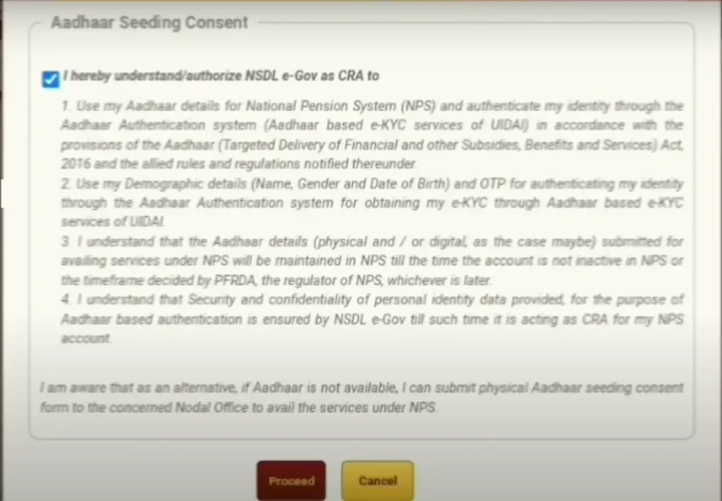 NPS Aadhaar Link Online